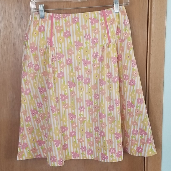 Anthropologie Elevenses Pink & Orange Floral Skirt 4 - Picture 3 of 4